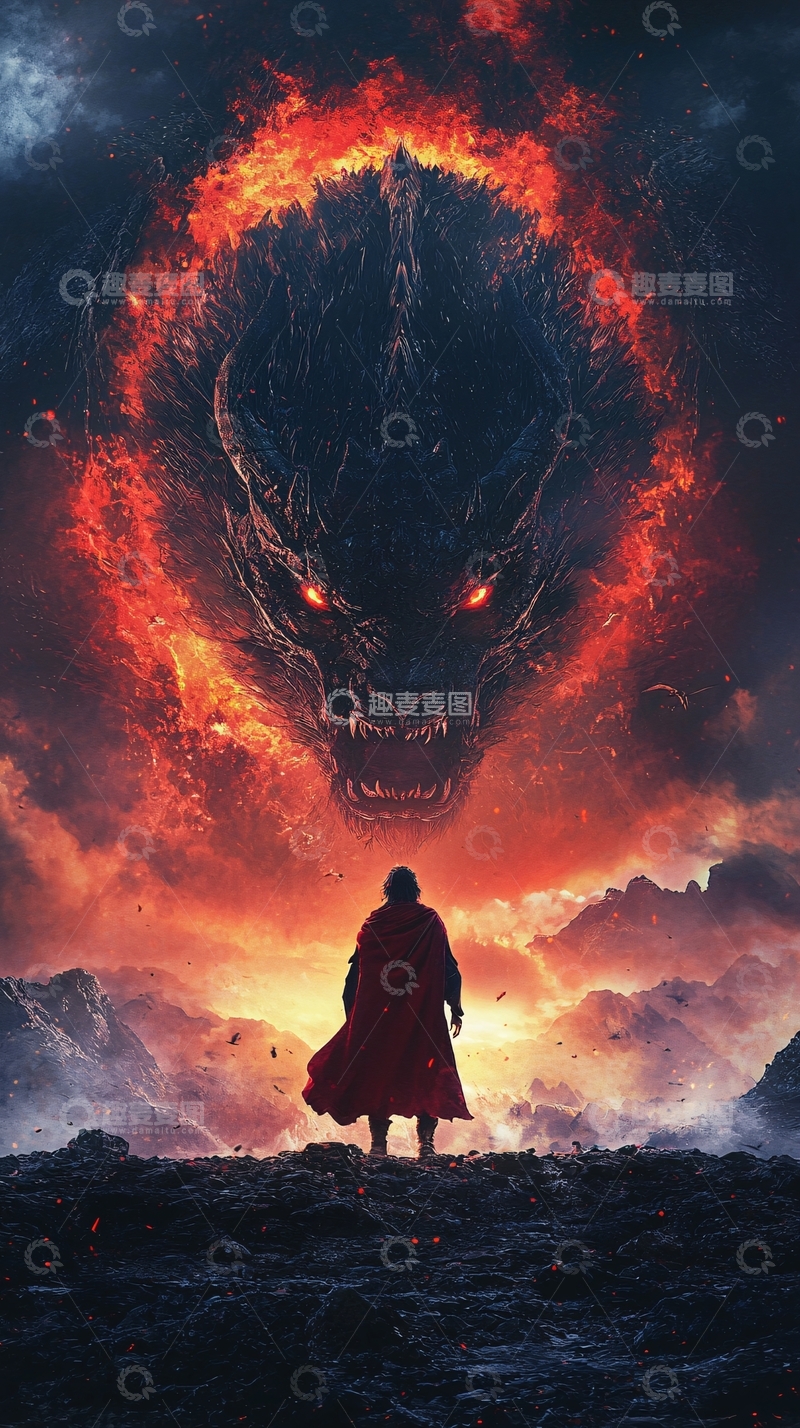 高清大图下载【趣麦麦图】火焰巨龙