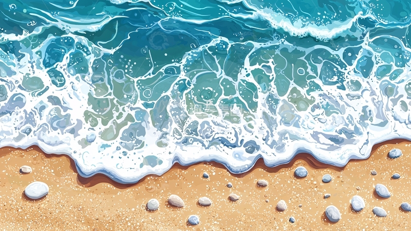 高清大图下载【趣麦麦图】海浪拍打沙滩