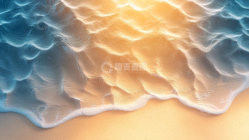 高清大图下载【趣麦麦图】海滩波浪的柔和顶部视角
