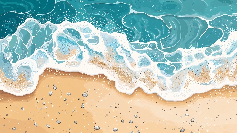 高清大图下载【趣麦麦图】海浪拍打沙滩的唯美画面