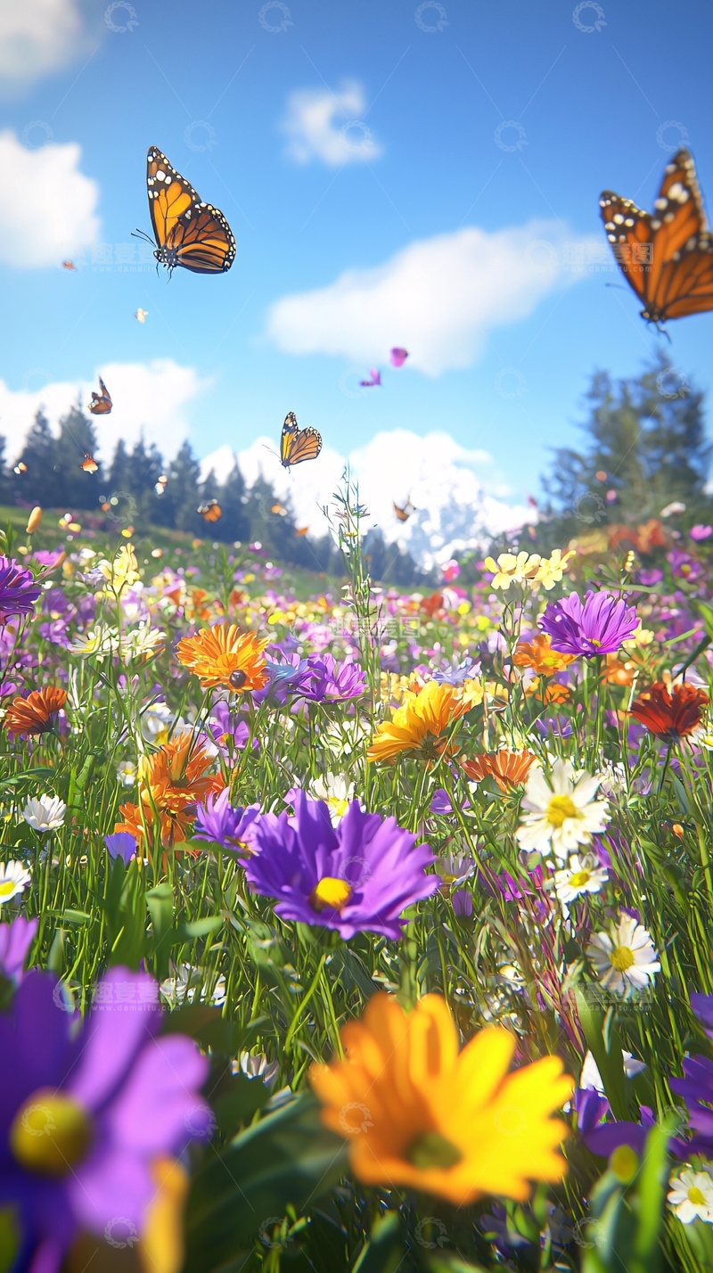高清大图下载【趣麦麦图】蝴蝶花海