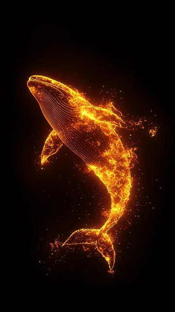 燃烧的鲸鱼在夜空翱翔