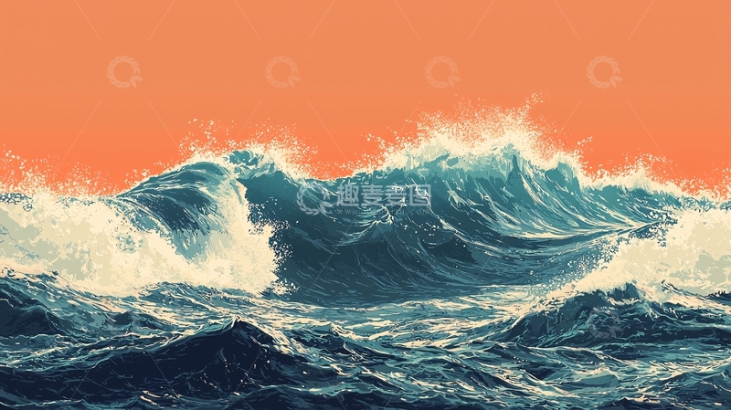 高清大图下载【趣麦麦图】波涛汹涌的海浪