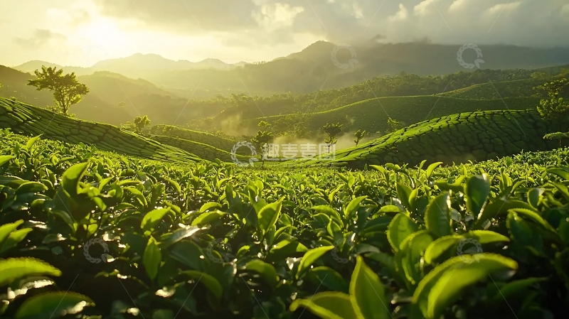 高清大图下载【趣麦麦图】阳光下的茶园