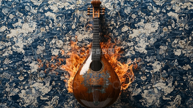 高清大图下载【趣麦麦图】燃烧的曼陀林乐器