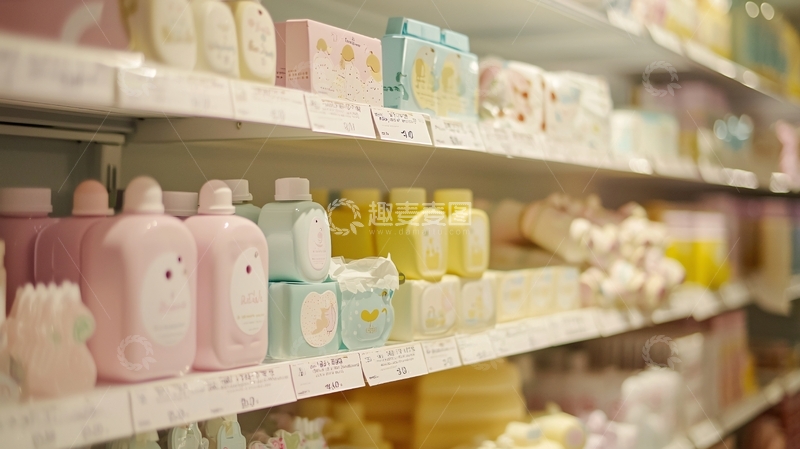 高清大图下载【趣麦麦图】货架上摆放着各种洗护用品
