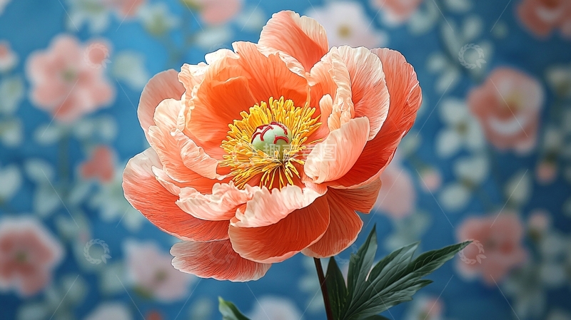 高清大图下载【趣麦麦图】橙色牡丹花