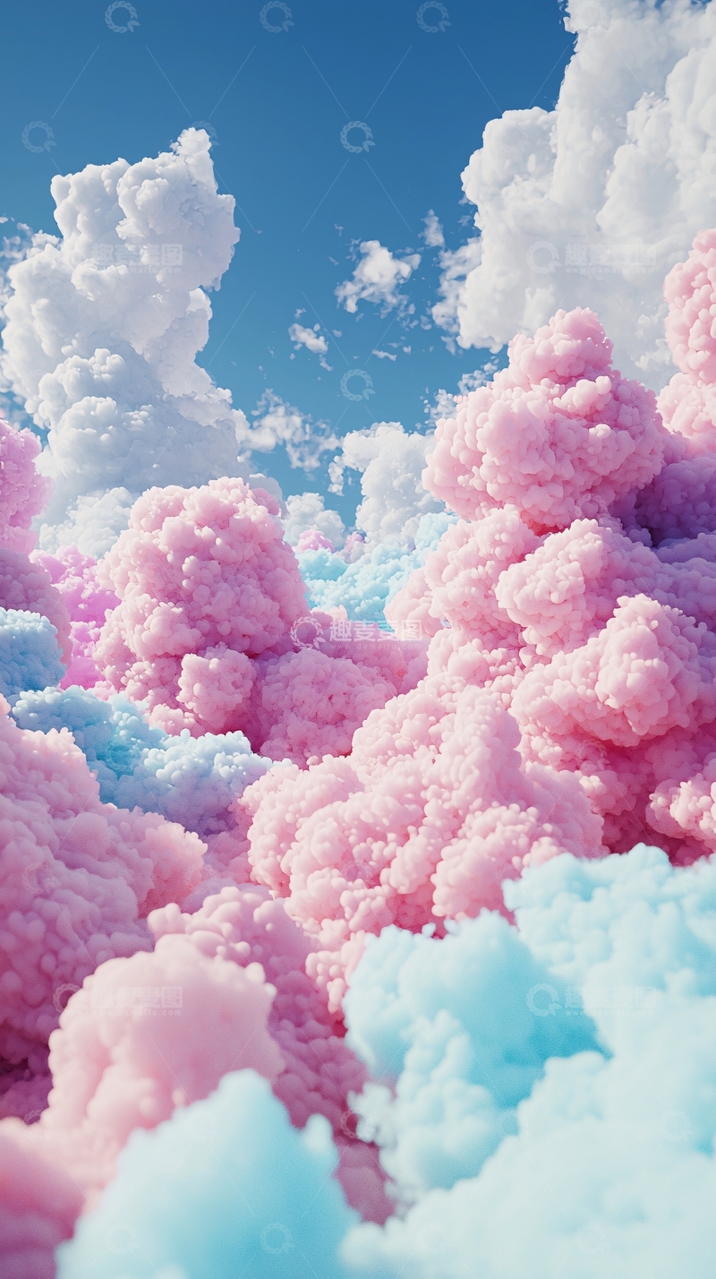 高清大图下载【趣麦麦图】粉色棉花糖天空