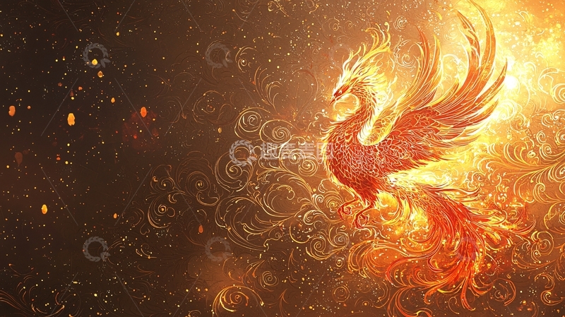 高清大图下载【趣麦麦图】火焰中飞舞的凤凰