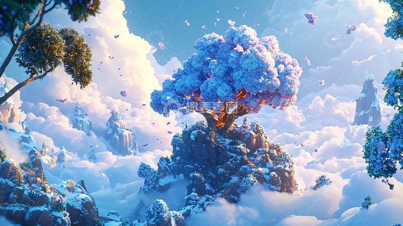 高清大图下载【趣麦麦图】云端雪树