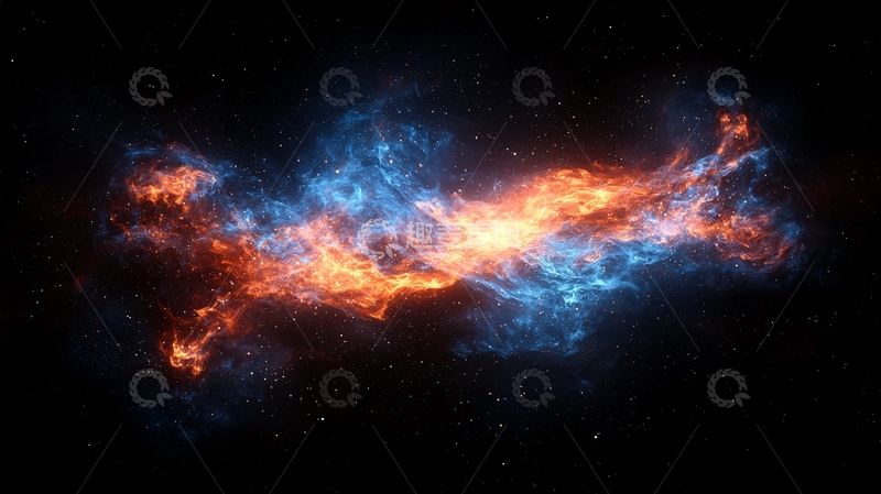 高清大图下载【趣麦麦图】宇宙星云蓝橙交织