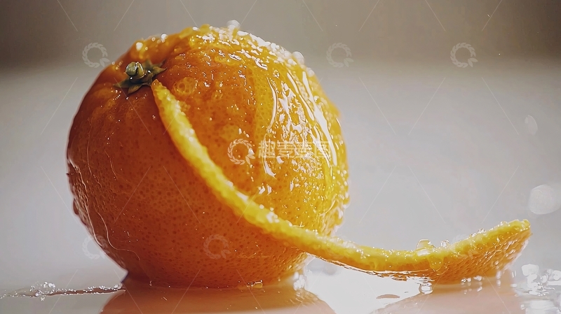 高清大图下载【趣麦麦图】新鲜橙子去皮特写