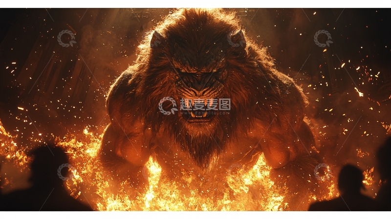 高清大图下载【趣麦麦图】火焰中的巨型毛茸茸怪物