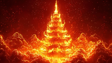 燃烧着的红色宝塔