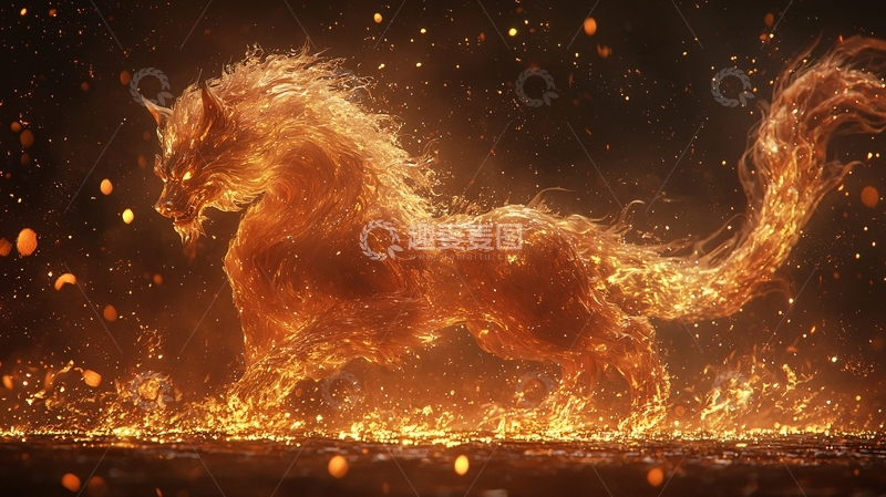 高清大图下载【趣麦麦图】火焰燃烧的骏马
