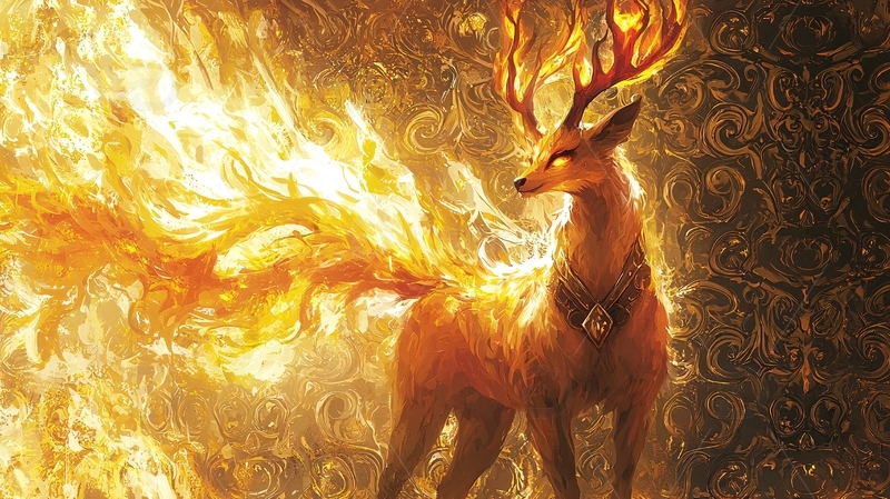 高清大图下载【趣麦麦图】燃烧的火焰鹿