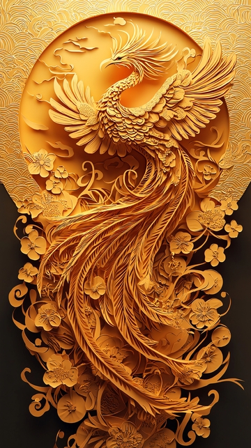 金色凤凰雕塑工艺品