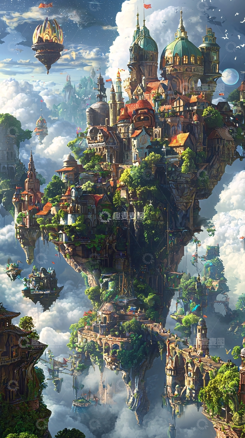 高清大图下载【趣麦麦图】云中之城