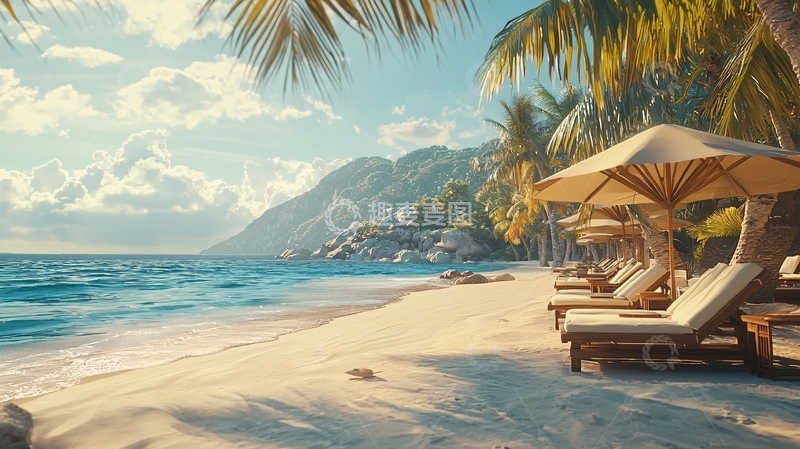 高清大图下载【趣麦麦图】热带海滩休闲度假胜地