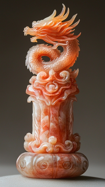 玉石雕刻的龙形摆件
