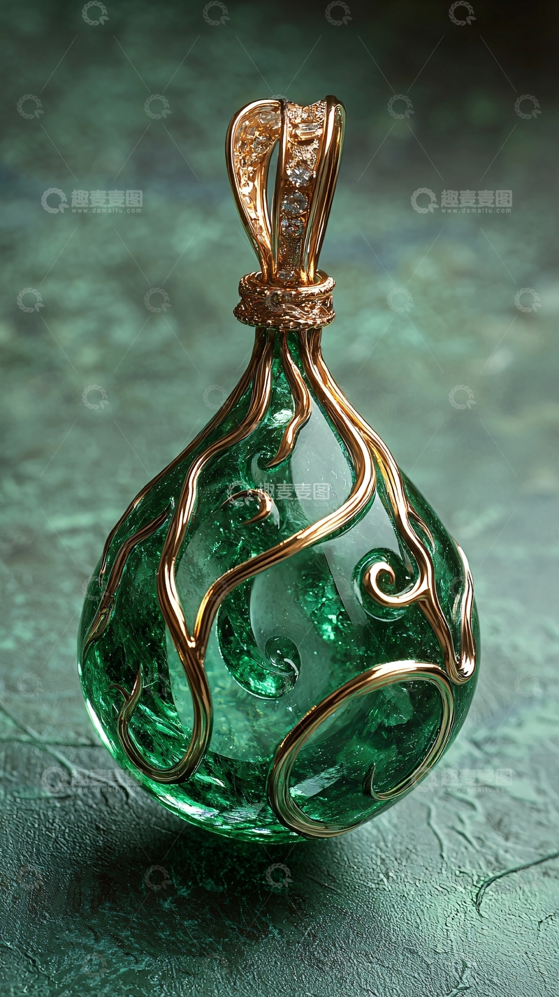 高清大图下载【趣麦麦图】绿色宝石吊坠