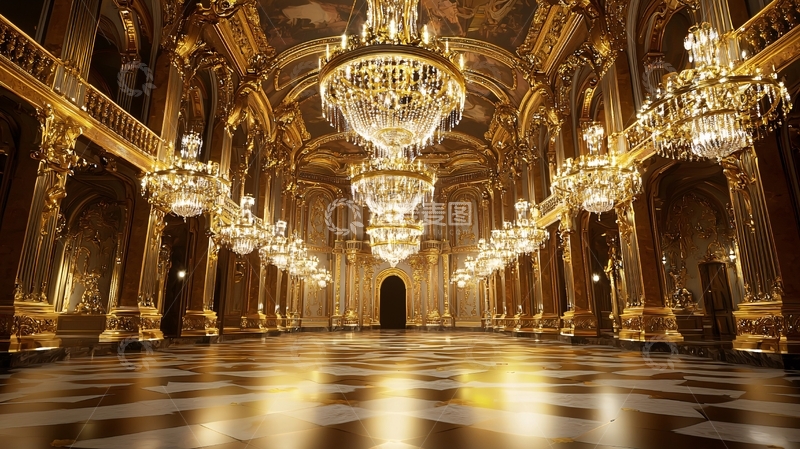 高清大图下载【趣麦麦图】奢华金色宫殿大厅