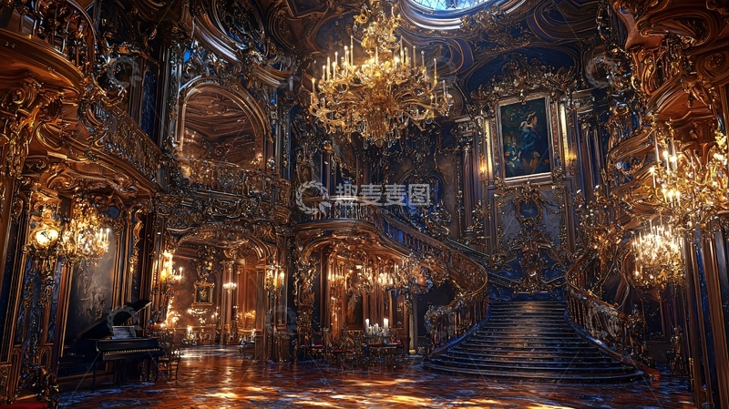 高清大图下载【趣麦麦图】奢华金色宫殿内部