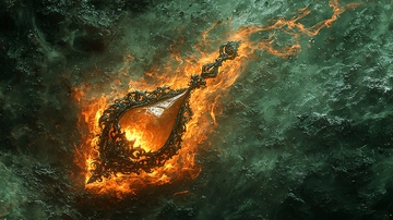 燃烧的船只坠入海中