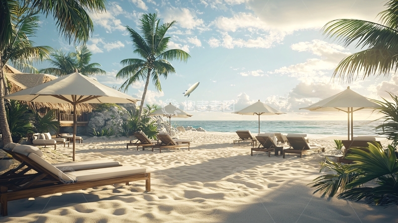 高清大图下载【趣麦麦图】热带海滩度假村风景