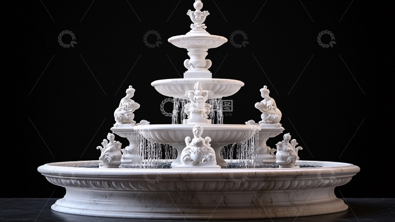 高清大图下载【趣麦麦图】白色大理石喷泉