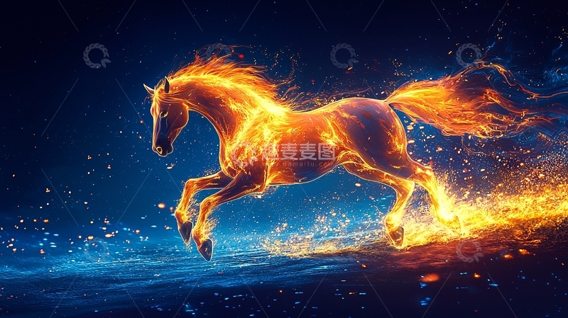 高清大图下载【趣麦麦图】燃烧的骏马在星夜奔腾