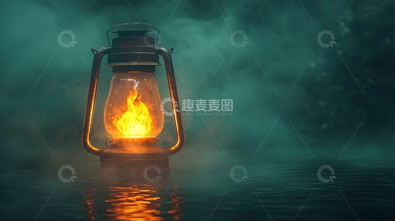 高清大图下载【趣麦麦图】油灯在黑暗中照亮