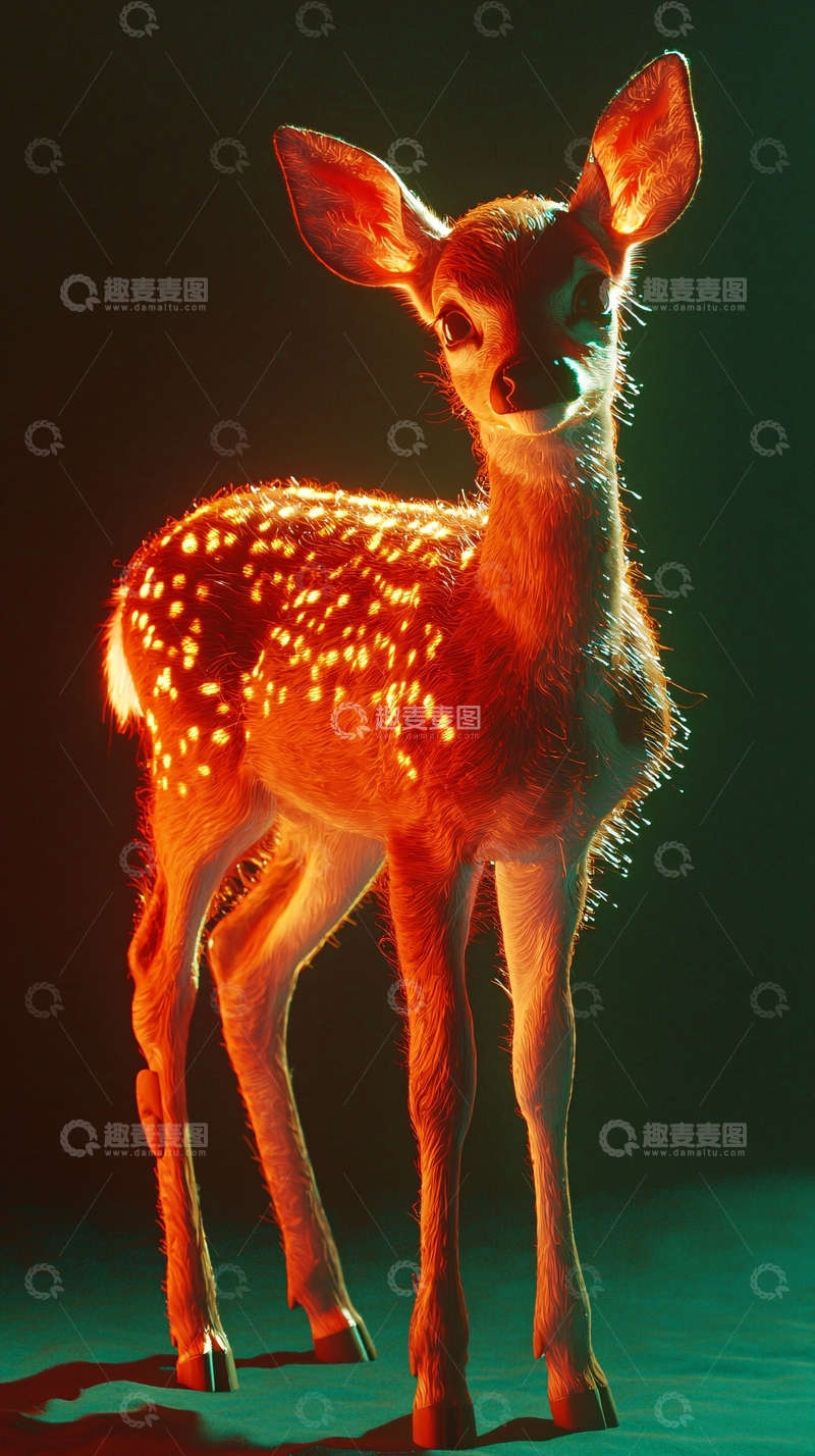 高清大图下载【趣麦麦图】小鹿斑比幼崽特写