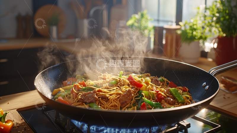 高清大图下载【趣麦麦图】热气腾腾的炒面
