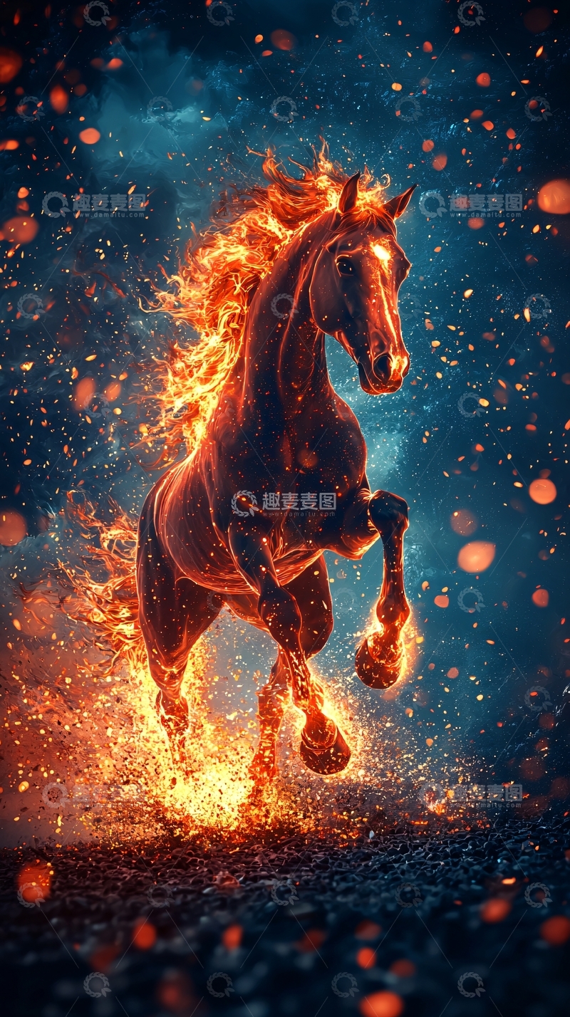 高清大图下载【趣麦麦图】烈焰奔腾的骏马