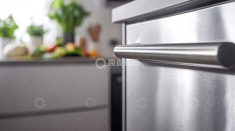 高清大图下载【趣麦麦图】现代化厨房不锈钢洗碗机