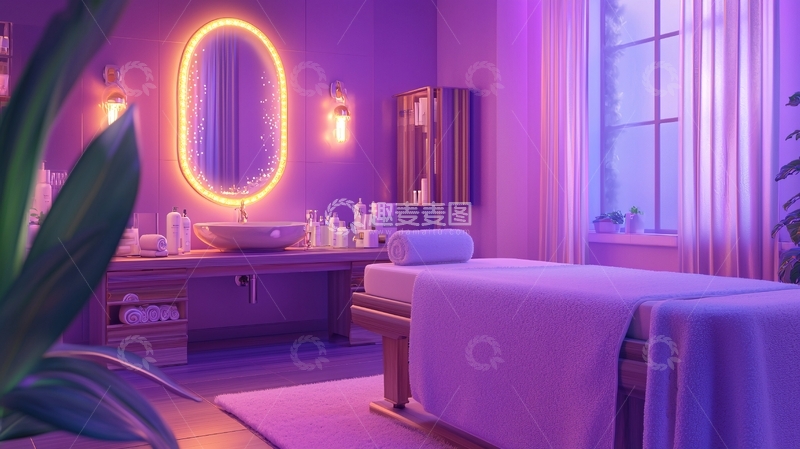 高清大图下载【趣麦麦图】紫色系SPA按摩室