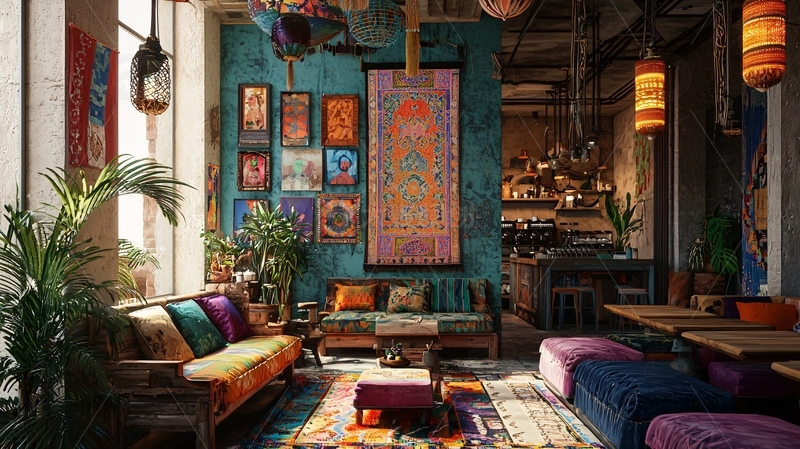 高清大图下载【趣麦麦图】波西米亚风格客厅