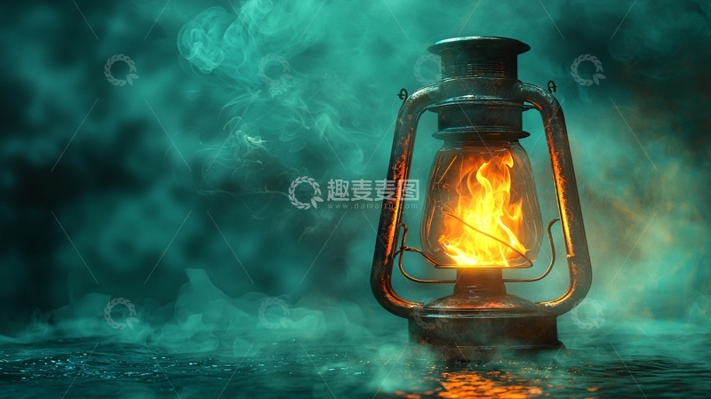 高清大图下载【趣麦麦图】复古煤油灯火焰燃烧