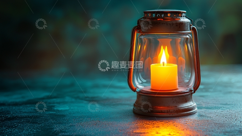 高清大图下载【趣麦麦图】煤油灯下的温暖烛光