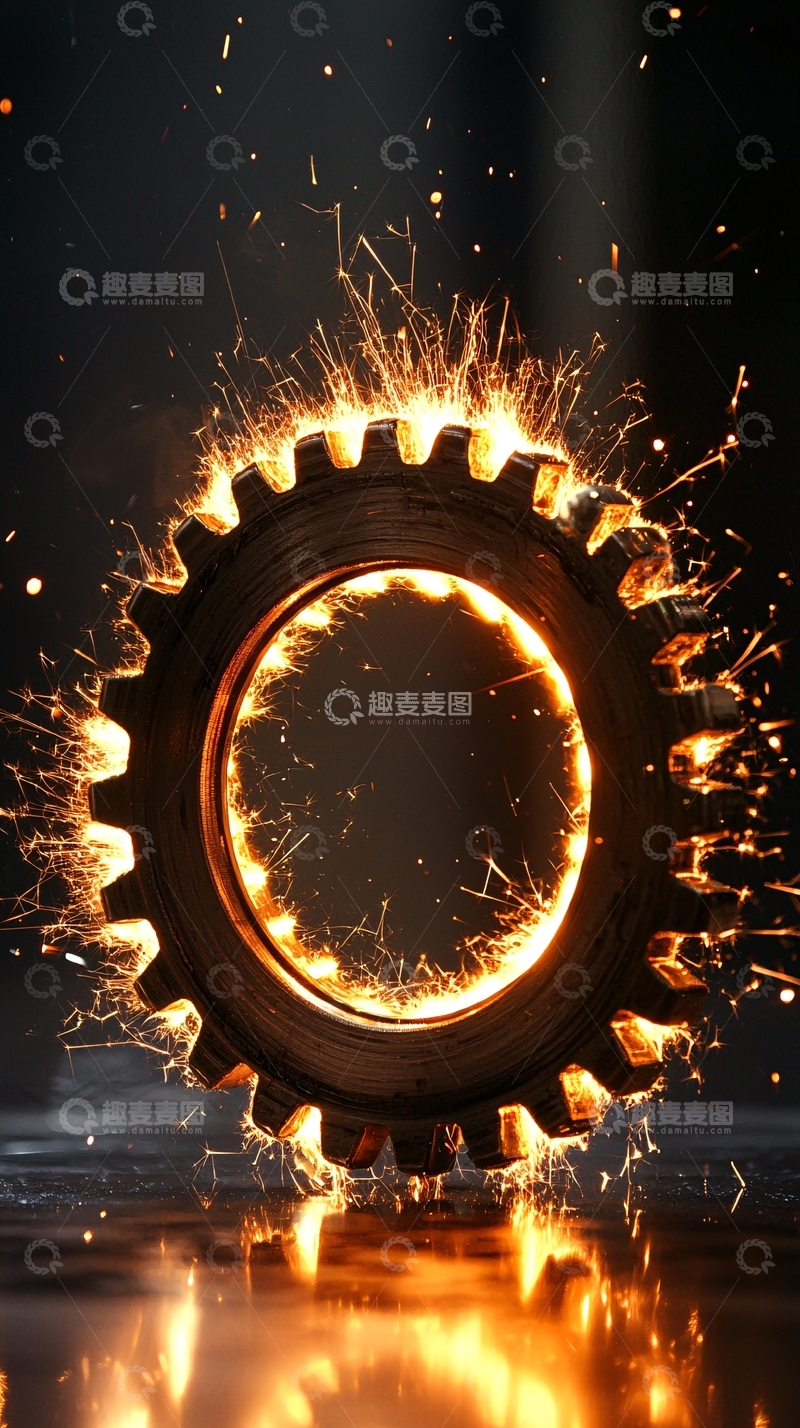 高清大图下载【趣麦麦图】齿轮火花迸射