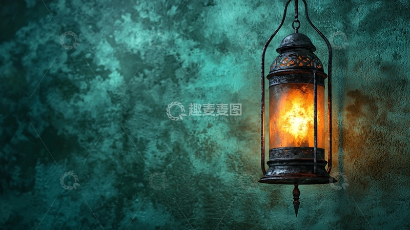 高清大图下载【趣麦麦图】复古油灯照亮黑暗