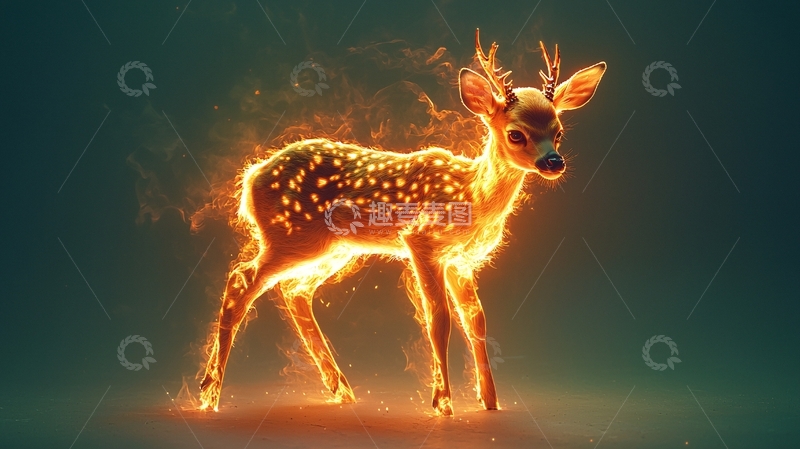高清大图下载【趣麦麦图】燃烧的鹿