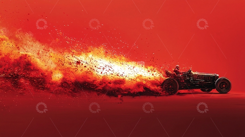 高清大图下载【趣麦麦图】复古汽车火焰冲击