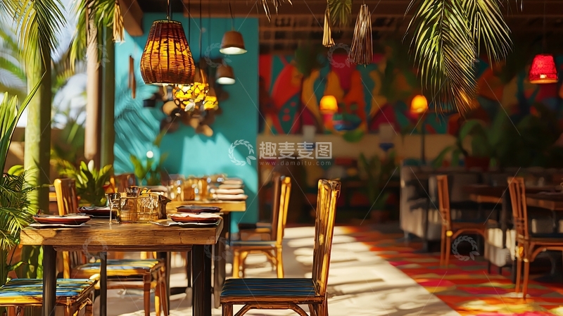 高清大图下载【趣麦麦图】热带风情餐厅室内设计