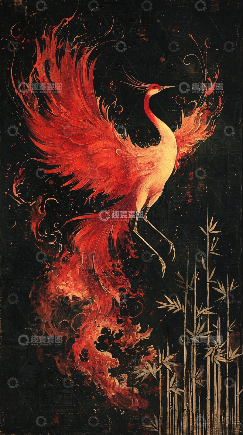 高清大图下载【趣麦麦图】火焰凤凰涅槃重生图