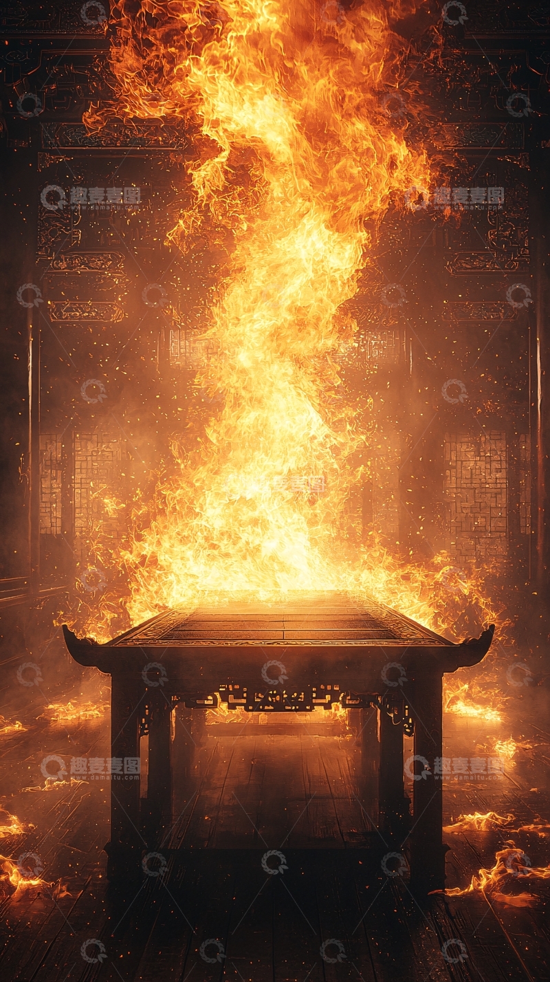 高清大图下载【趣麦麦图】燃烧的祭坛火焰升腾