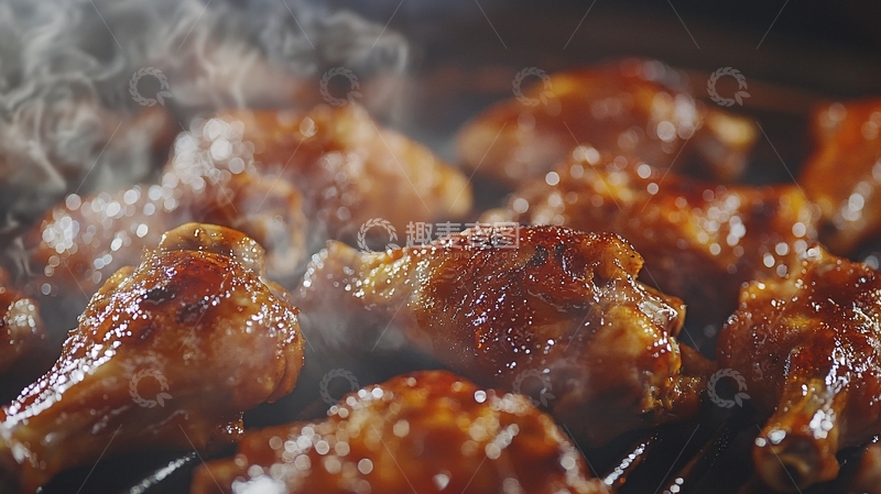 高清大图下载【趣麦麦图】烤架上烧烤鸡翅