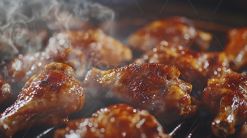 高清大图下载【趣麦麦图】烤架上烧烤鸡翅