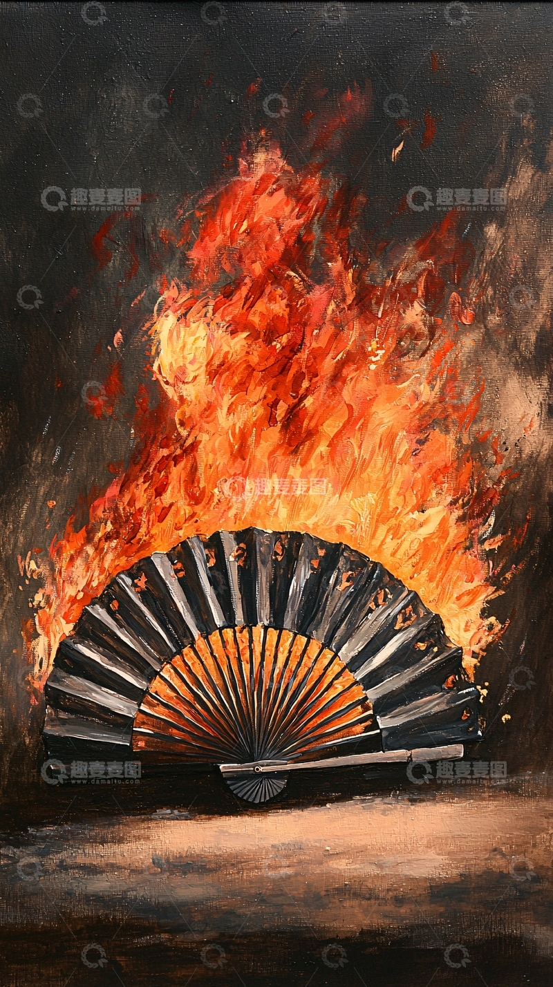 高清大图下载【趣麦麦图】燃烧的折扇